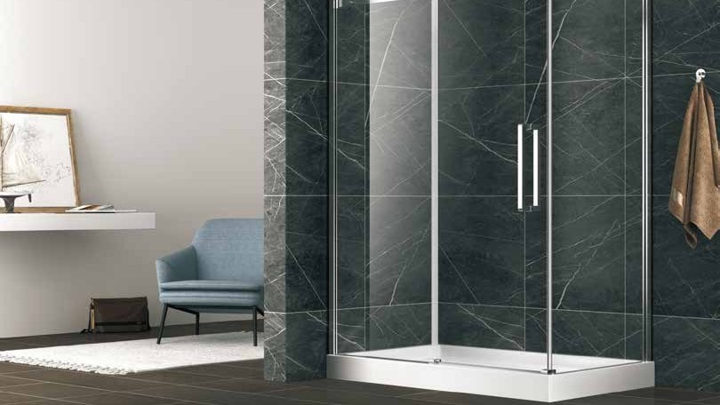 Frameless sliding glass shower enclosure