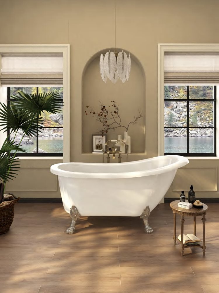 Clawfoot bathtub in a traditional bathroom